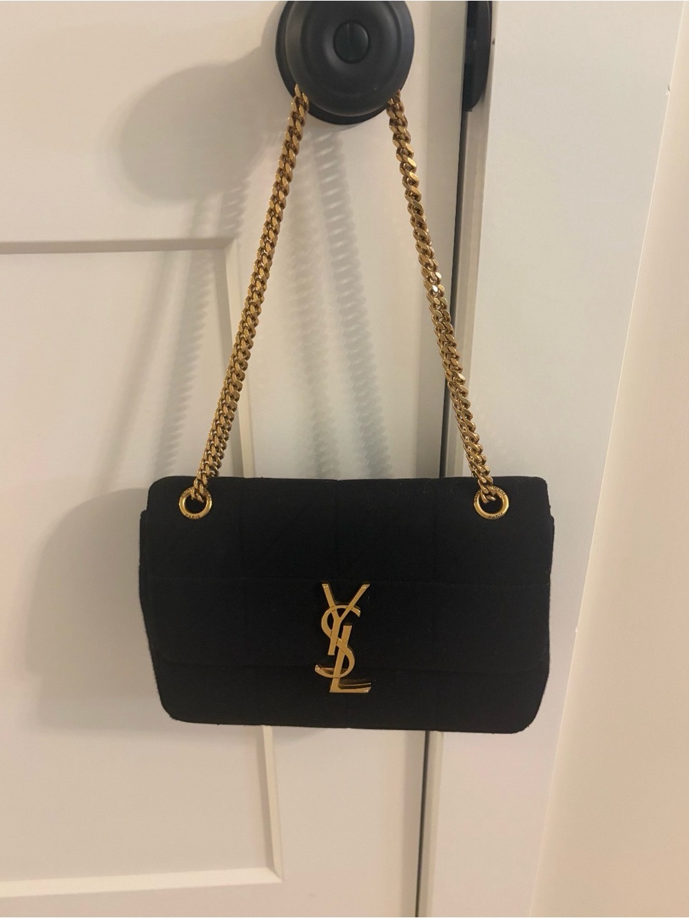 Yves Saint Laurent Black Quilted Shoulder Bag with Gold Chain